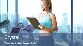  Presentation with woman sport - Audience pleasing theme consisting of fitness sport and people concept backdrop and a ocean colored foreground