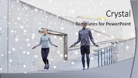  Presentation with healthy people - Audience pleasing theme consisting of fitness sport people exercising backdrop and a  colored foreground