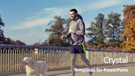  Presentation with pets - Amazing slide deck having fitness sport people pets backdrop and a coral colored foreground