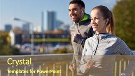  Presentation with lifestyle - Audience pleasing theme consisting of running and listening to music backdrop and a coral colored foreground