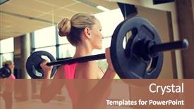  Presentation with powerlifting - Amazing presentation theme having fitness sport powerlifting and people backdrop and a coral colored foreground