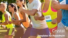  Presentation with marathon running race - PPT layouts with fitness-sport-race-and-healthy background and a coral colored foreground