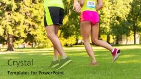  Presentation with marathon running race - Beautiful PPT layouts featuring fitness-sport-race-and-healthy backdrop and a gold colored foreground