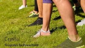  Presentation with marathon running race - Cool new slide deck with fitness-sport-race-and-healthy backdrop and a gold colored foreground