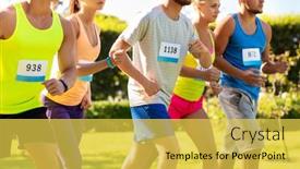  Presentation with marathon running race - Presentation theme enhanced with fitness-sport-race-and-healthy background and a yellow colored foreground