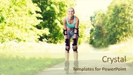  Presentation with sport and health - Colorful slides enhanced with happy young woman in rollerblade backdrop and a  colored foreground