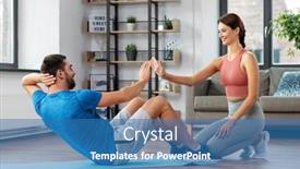  Presentation with healthy lifestyle - Cool new slide deck with fitness-sport-training-and-healthy backdrop and a teal colored foreground