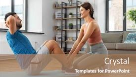  Presentation with healthy lifestyle - Amazing PPT theme having fitness-sport-training-and-healthy backdrop and a coral colored foreground