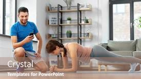  Presentation with personal training - Colorful slide set enhanced with fitness-sport-training-and-lifestyle backdrop and a coral colored foreground