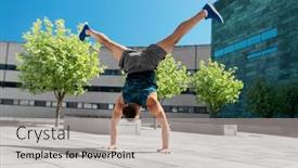  Presentation with training - Cool new slide deck with fitness-sport-training-and-lifestyle backdrop and a light gray colored foreground