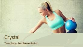  Presentation with gym ball - Presentation having fitness sport training and lifestyle background and a soft green colored foreground