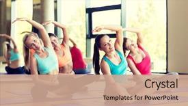  Presentation with group training - Amazing theme having fitness sport training and lifestyle backdrop and a coral colored foreground