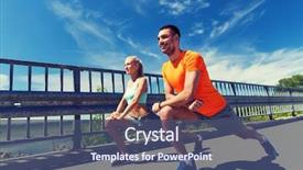  Presentation with sport - Amazing PPT theme having fitness sport training and lifestyle backdrop and a ocean colored foreground