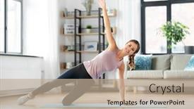  Presentation with exercise mat - Audience pleasing PPT theme consisting of fitness-sport-training-and-people backdrop and a mint green colored foreground