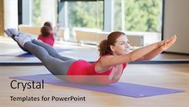  Presentation with elderly people exercise patient training - Slide deck with fitness sport training and people background and a soft green colored foreground