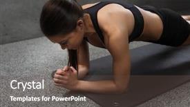  Presentation with exercise mat - Audience pleasing slide deck consisting of fitness sport training and people concept - woman doing plank exercise on mat in gym backdrop and a tawny brown colored foreground