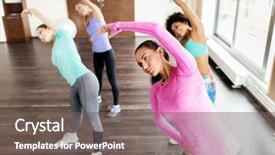  Presentation with group training - Amazing slide set having fitness sport training exercising backdrop and a  colored foreground