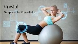  Presentation with gym ball - PPT layouts consisting of fitness sport training future technology background and a light gray colored foreground