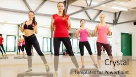  Presentation with female sport - Audience pleasing slide deck consisting of fitness sport training gym backdrop and a soft green colored foreground