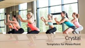  Presentation with group training - Cool new presentation with fitness sport training gym backdrop and a lemonade colored foreground