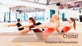  Presentation with group training - Colorful PPT theme enhanced with fitness sport training gym backdrop and a lemonade colored foreground