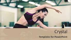  Presentation with woman sport - Presentation theme with fitness sport training gym background and a coral colored foreground
