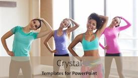  Presentation with group training - Beautiful PPT theme featuring fitness-sport-training-gym backdrop and a coral colored foreground