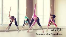  Presentation with group training - Audience pleasing slides consisting of fitness sport training gym backdrop and a lemonade colored foreground