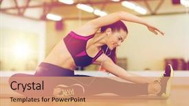  Presentation with woman sport - Colorful slides enhanced with fitness sport training gym backdrop and a coral colored foreground