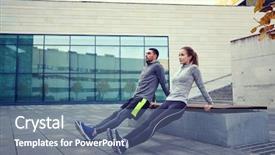  Presentation with dip - Cool new PPT theme with fitness sport training people backdrop and a  colored foreground