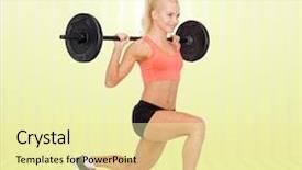  Presentation with weightlifting barbell - Cool new PPT layouts with good morning - fitness sport weightlifting and people backdrop and a blonde colored foreground