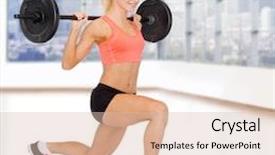  Presentation with weightlifting barbell - Beautiful slide deck featuring sport weightlifting and people concept backdrop and a lemonade colored foreground