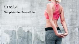  Presentation with fitness clothing - Presentation theme consisting of fitness sport woman in fashion background and a light gray colored foreground