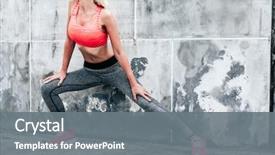  Presentation with exercise sport - Presentation theme featuring fitness sport woman in fashion background and a gray colored foreground