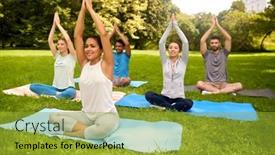  Presentation with healthy people - Cool new presentation theme with fitness-sport-yoga-and-healthy backdrop and a gold colored foreground