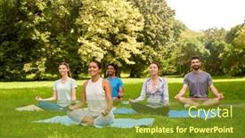  Presentation with group fitness - Beautiful slide set featuring fitness-sport-yoga-and-healthy backdrop and a gold colored foreground