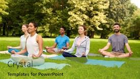  Presentation with group fitness - Slide set consisting of fitness-sport-yoga-and-healthy background and a gold colored foreground