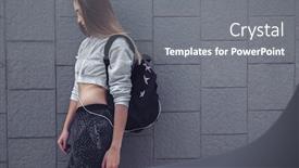  Presentation with wall street - Cool new presentation theme with fitness sporty girl wearing fashion sportswear over street wall outdoor sports urban style teen model in swag clothes posing outside backdrop and a gray colored foreground