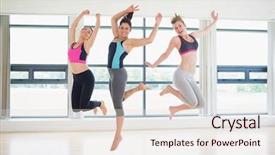  Presentation with voting women - Amazing presentation theme having fitness studio at the gym backdrop and a lemonade colored foreground