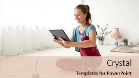  Presentation with technology and health - Presentation theme having fitness technology and healthy lifestyle background and a lemonade colored foreground