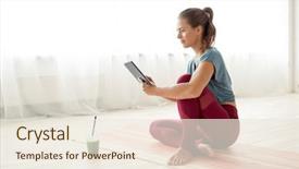  Presentation with technology mental health - Audience pleasing PPT theme consisting of fitness technology and healthy lifestyle backdrop and a sky blue colored foreground