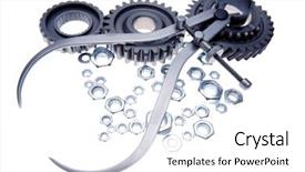  Presentation with nuts - PPT layouts consisting of fitness testing - calipers nuts and cogwheels background and a white colored foreground