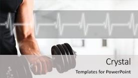  Presentation with lifting weights - Beautiful presentation featuring fitness testing - powerful muscular man lifting weights backdrop and a light gray colored foreground