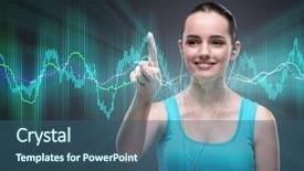  Presentation with heart rate - Beautiful theme featuring fitness testing - woman in sports concept monitoring backdrop and a ocean colored foreground