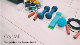  Presentation with physical fitness - Cool new presentation design with fitness-tools-and-a-equipment backdrop and a lemonade colored foreground
