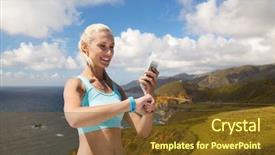  Presentation with lifestyle - Slide deck with fitness tracker and smartphone background and a  colored foreground