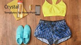  Presentation with fitness clothing - Presentation theme consisting of fitness tracker and sports clothing background and a coral colored foreground