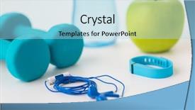  Presentation with healthy lifestyle - Cool new presentation with fitness tracker earphones green apple backdrop and a light blue colored foreground
