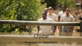  Presentation with training camp - Beautiful PPT theme featuring fitness trail at boot camp backdrop and a  colored foreground