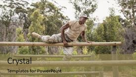  Presentation with training camp - Cool new presentation theme with fitness trail at boot camp backdrop and a  colored foreground